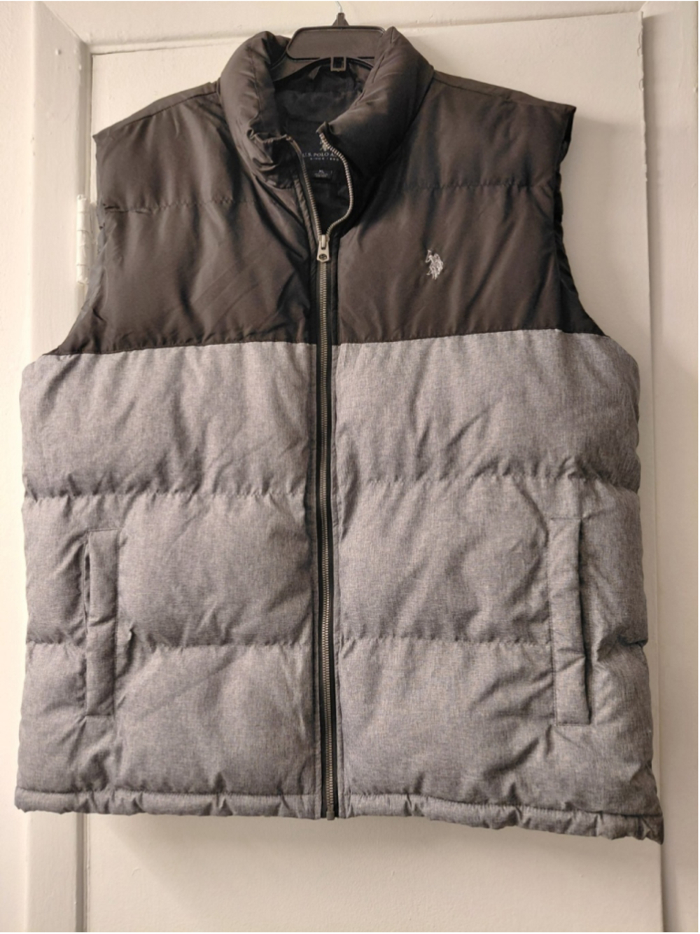 US Polo Assn. Full Zip Black Gray Puffer Vest XL